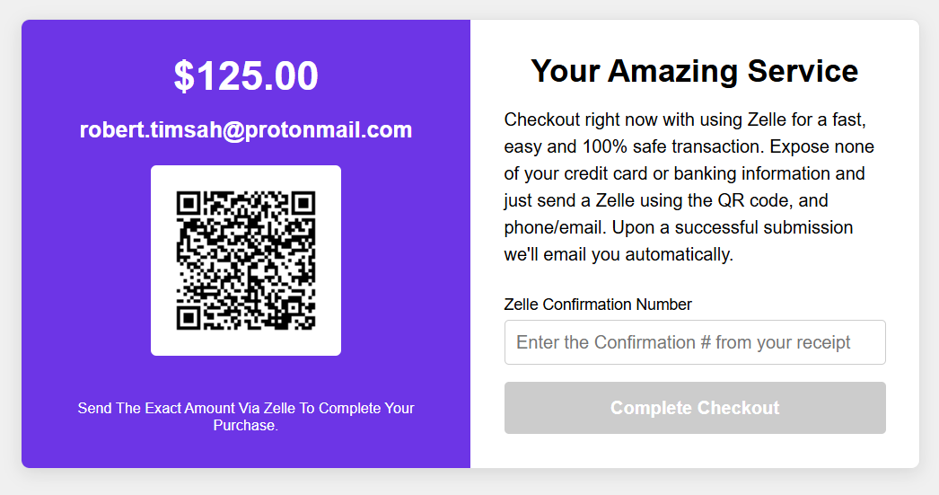 Checkout final zelle